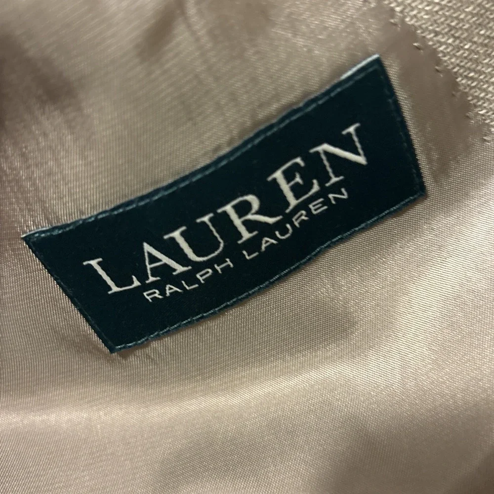 Lauren Ralph Lauren Mens Blazer 40R Sport Coat Tan Linen Blend RN69456‎